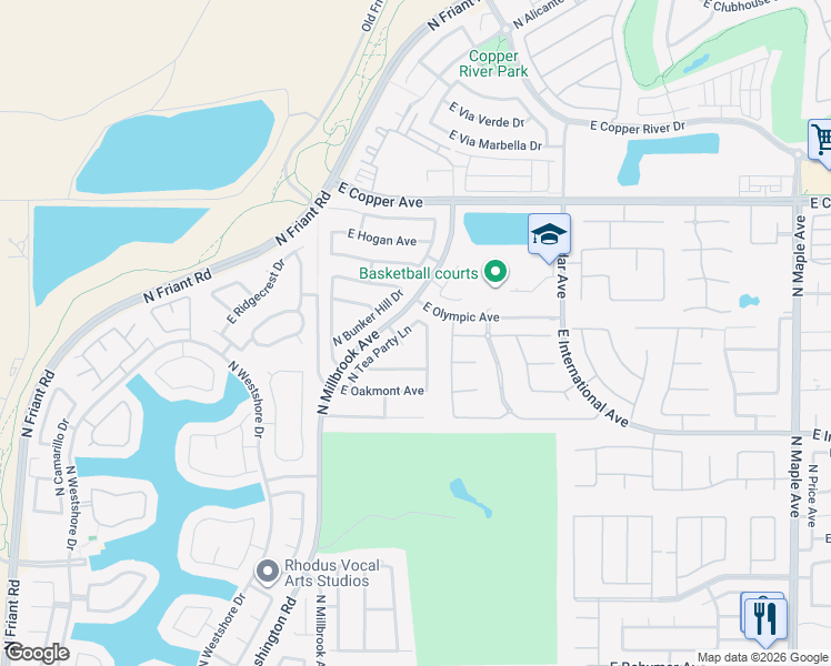 map of restaurants, bars, coffee shops, grocery stores, and more near 10658 North Spanish Bay Drive in Fresno