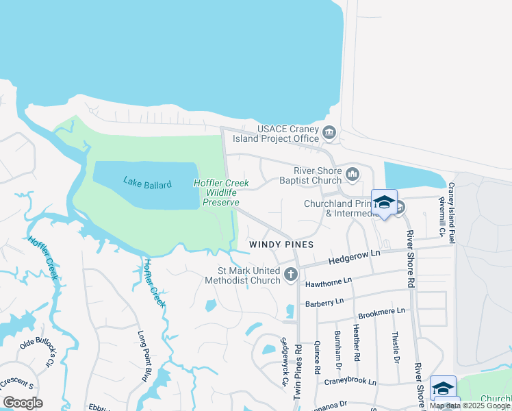 map of restaurants, bars, coffee shops, grocery stores, and more near 5851 Woodside Lane in Portsmouth