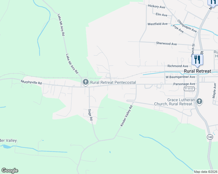map of restaurants, bars, coffee shops, grocery stores, and more near 665-685 Murphyville Road in Rural Retreat