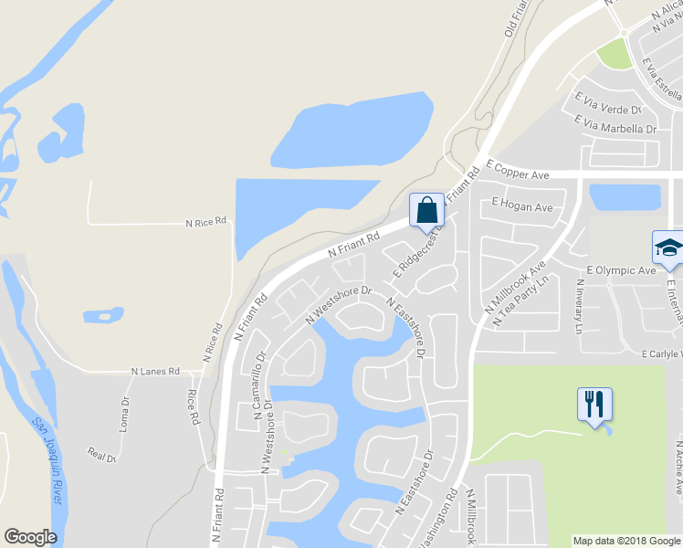 map of restaurants, bars, coffee shops, grocery stores, and more near 10778 North Windham Bay Circle in Fresno