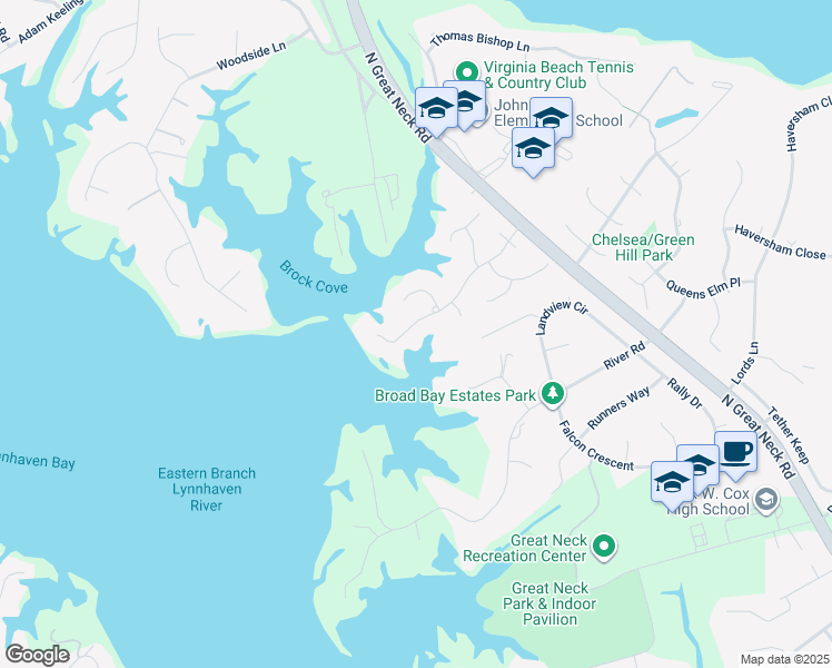 map of restaurants, bars, coffee shops, grocery stores, and more near 2661 Wimbledon Point Drive in Virginia Beach