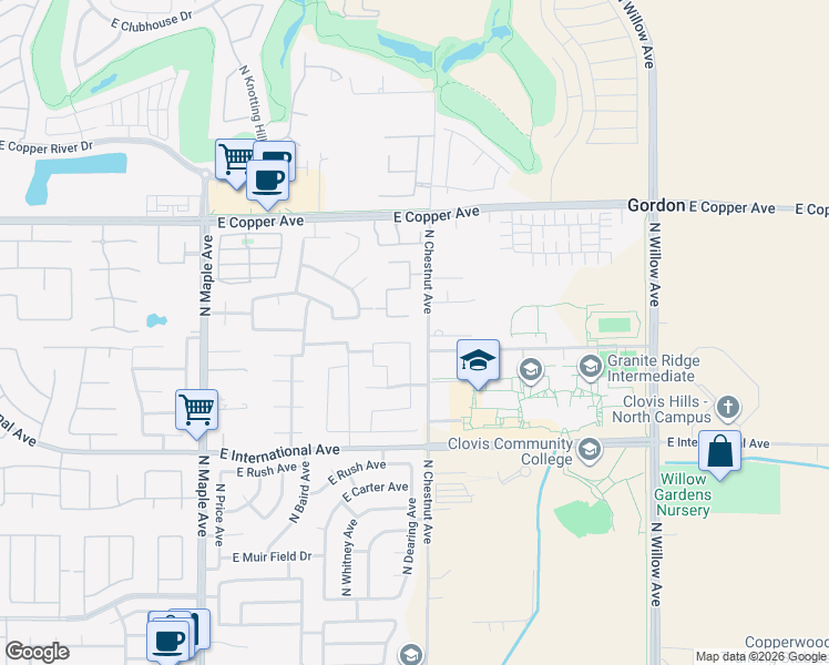map of restaurants, bars, coffee shops, grocery stores, and more near 2479 East Tennyson Place in Fresno