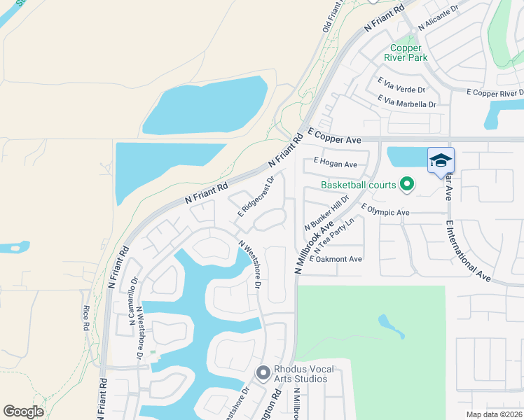 map of restaurants, bars, coffee shops, grocery stores, and more near 884 East Portsmouth Drive in Fresno