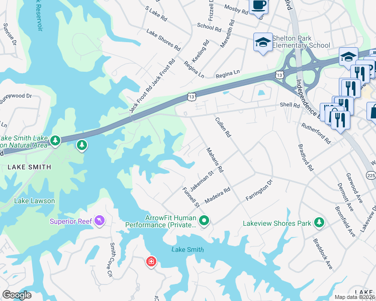 map of restaurants, bars, coffee shops, grocery stores, and more near 1473 Maharis Road in Virginia Beach