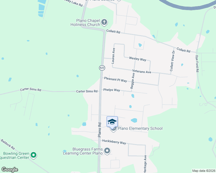 map of restaurants, bars, coffee shops, grocery stores, and more near 119 Pleasant Pl Way in Bowling Green