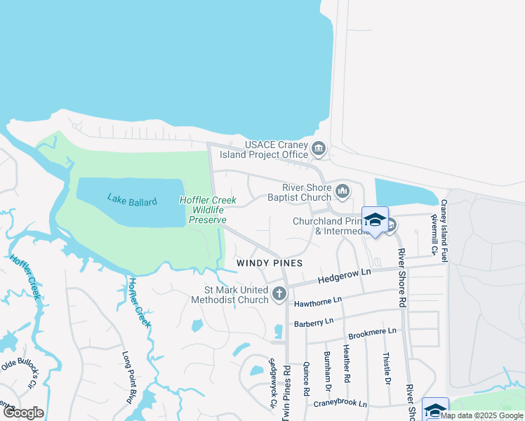 map of restaurants, bars, coffee shops, grocery stores, and more near 5810 Pleasant Woods Ct in Portsmouth