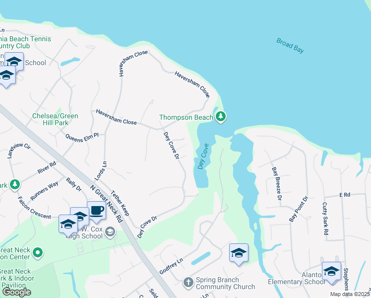 map of restaurants, bars, coffee shops, grocery stores, and more near 2100 Turnstone Quay in Virginia Beach