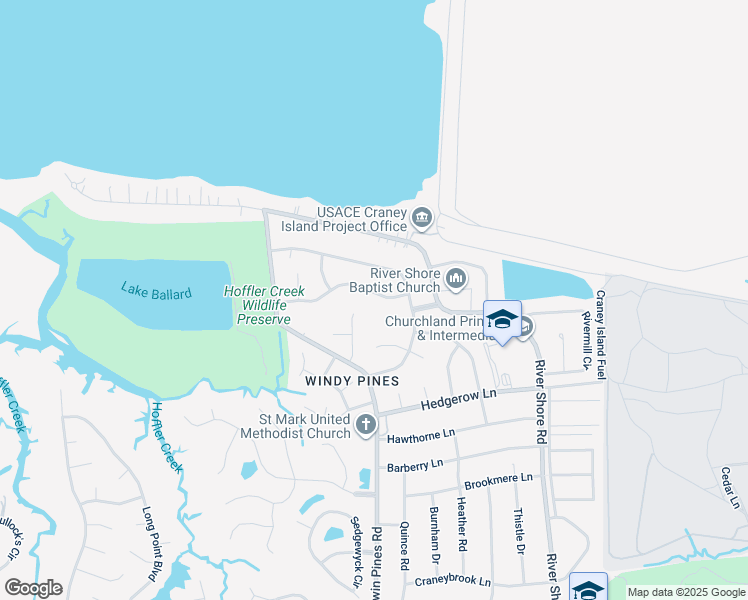 map of restaurants, bars, coffee shops, grocery stores, and more near 5811 Woodside Lane in Portsmouth