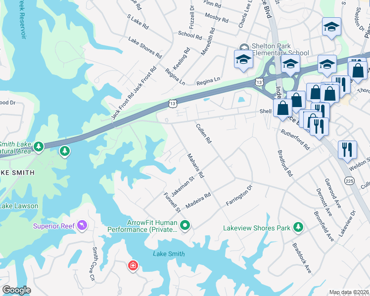 map of restaurants, bars, coffee shops, grocery stores, and more near 1473 Maharis Road in Virginia Beach