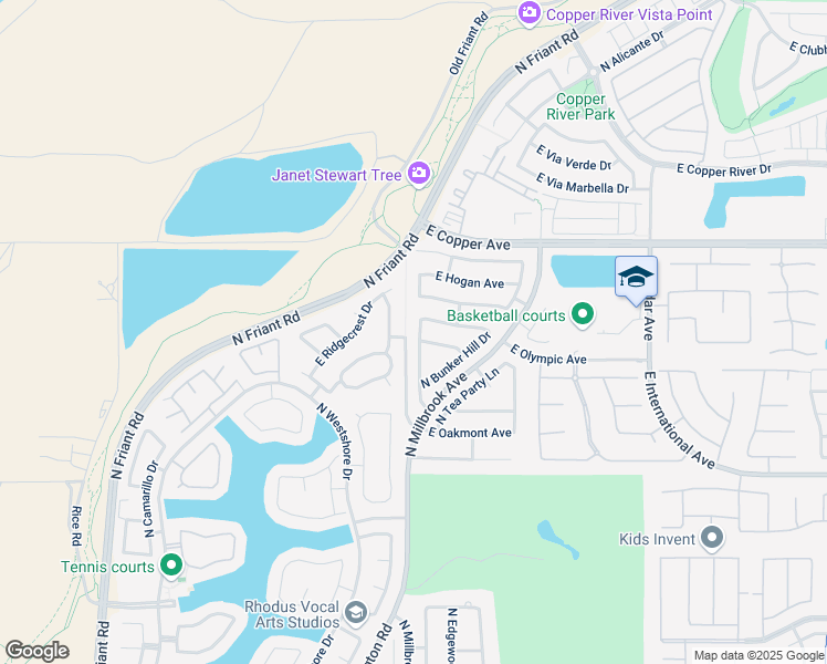 map of restaurants, bars, coffee shops, grocery stores, and more near 10739 North Ponderosa Drive in Fresno