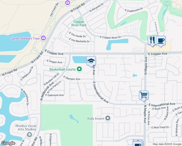 map of restaurants, bars, coffee shops, grocery stores, and more near 10825 North Cedar Avenue in Fresno
