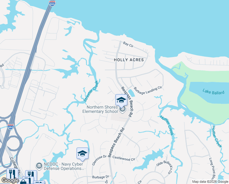 map of restaurants, bars, coffee shops, grocery stores, and more near 6317 Townsend Place in Suffolk