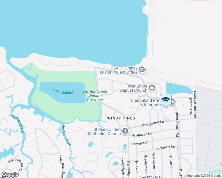 map of restaurants, bars, coffee shops, grocery stores, and more near 4502 Raintree Lane in Portsmouth