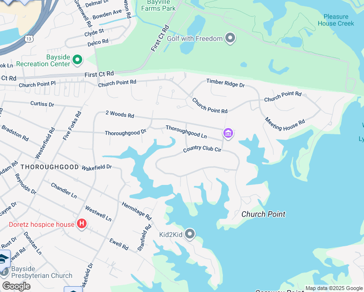 map of restaurants, bars, coffee shops, grocery stores, and more near 4249 Country Club Circle in Virginia Beach