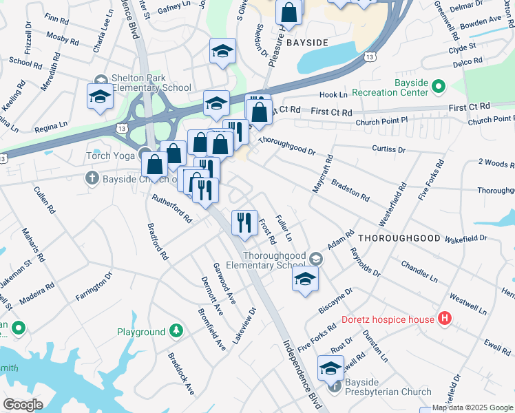 map of restaurants, bars, coffee shops, grocery stores, and more near 4743 Old Hickory Road in Virginia Beach