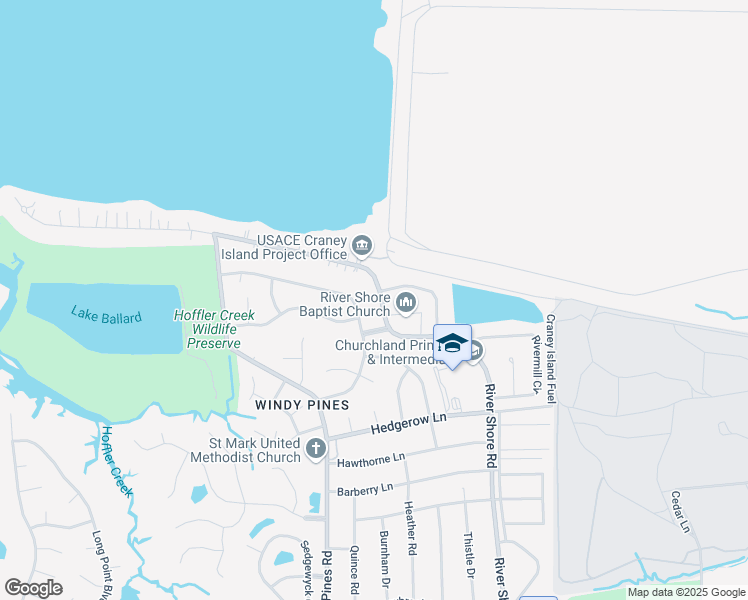 map of restaurants, bars, coffee shops, grocery stores, and more near 4516 River Shore Road in Portsmouth