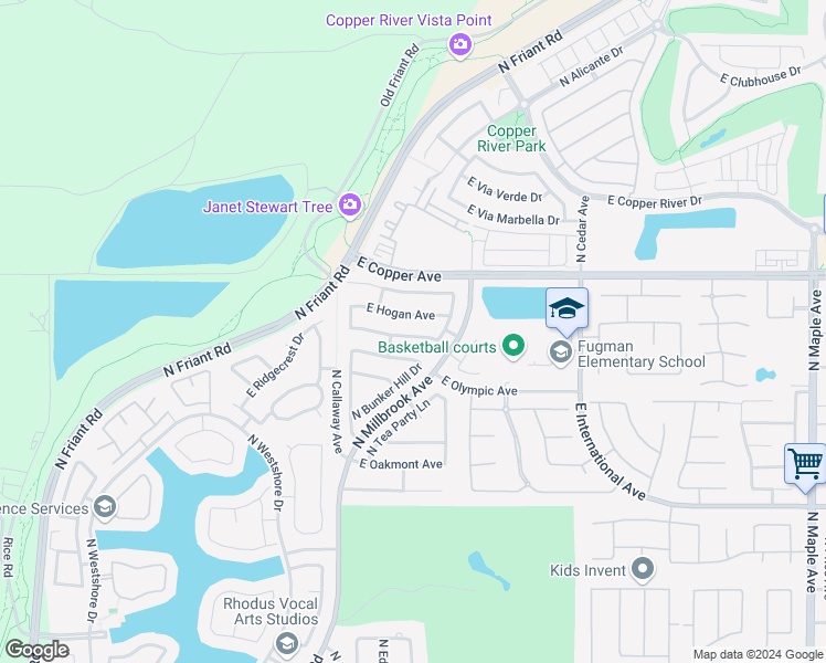 map of restaurants, bars, coffee shops, grocery stores, and more near 1126 East Royal Dornoch Avenue in Fresno