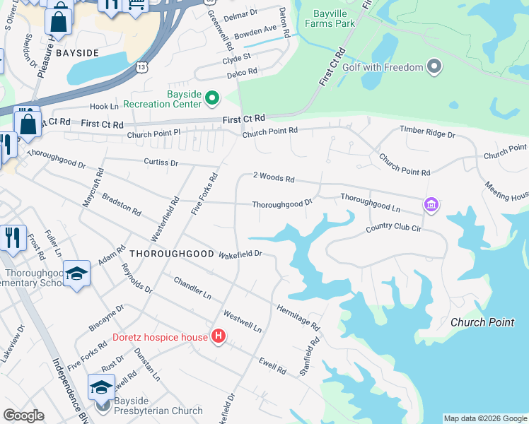 map of restaurants, bars, coffee shops, grocery stores, and more near 1613 Stokes Court in Virginia Beach