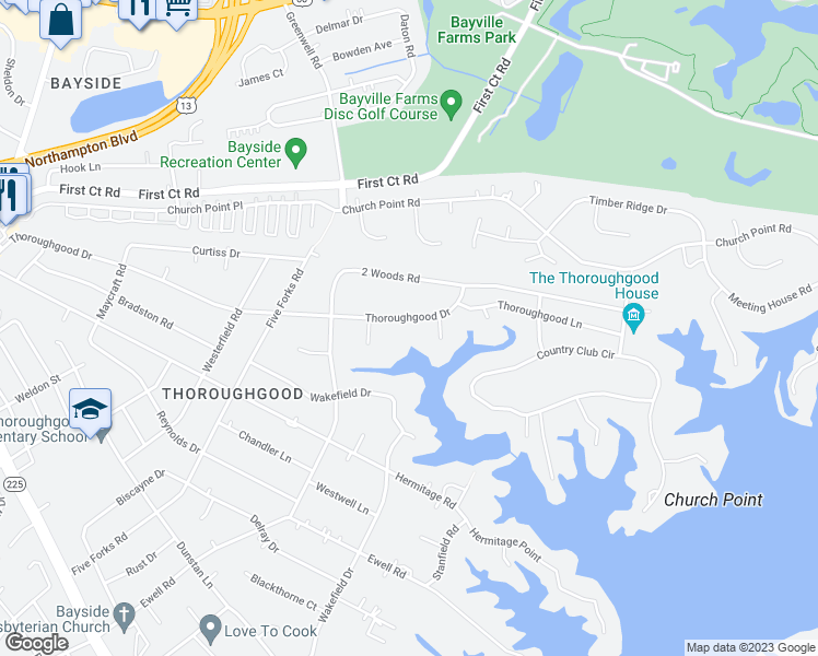 map of restaurants, bars, coffee shops, grocery stores, and more near 4321 Thoroughgood Drive in Virginia Beach