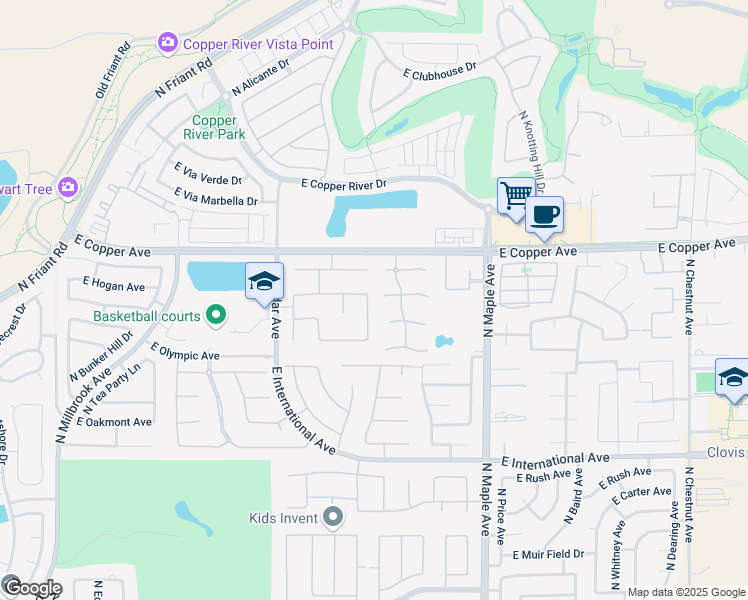 map of restaurants, bars, coffee shops, grocery stores, and more near 10820 North Golden Eagle Drive in Fresno