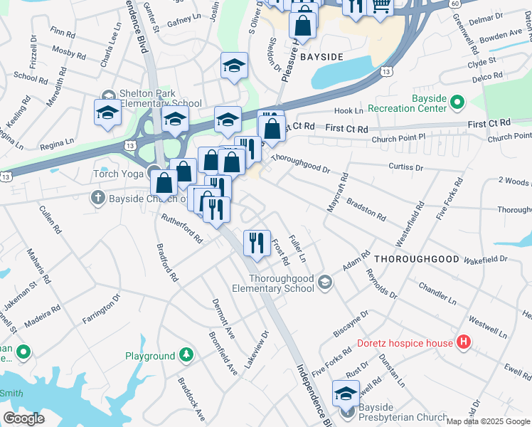 map of restaurants, bars, coffee shops, grocery stores, and more near 4743 Old Hickory Road in Virginia Beach