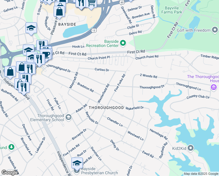 map of restaurants, bars, coffee shops, grocery stores, and more near 4509 Thoroughgood Drive in Virginia Beach
