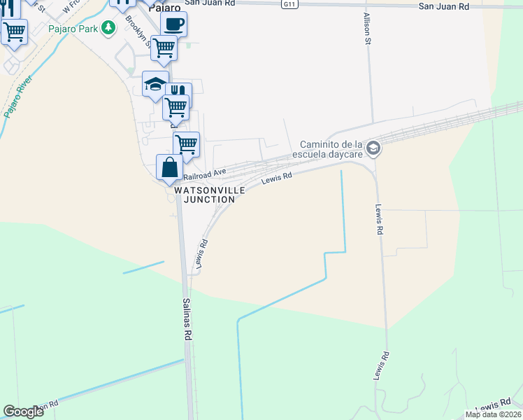 map of restaurants, bars, coffee shops, grocery stores, and more near 2 Lewis Road in Monterey County