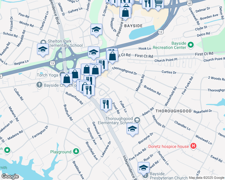 map of restaurants, bars, coffee shops, grocery stores, and more near 4743 Old Hickory Road in Virginia Beach