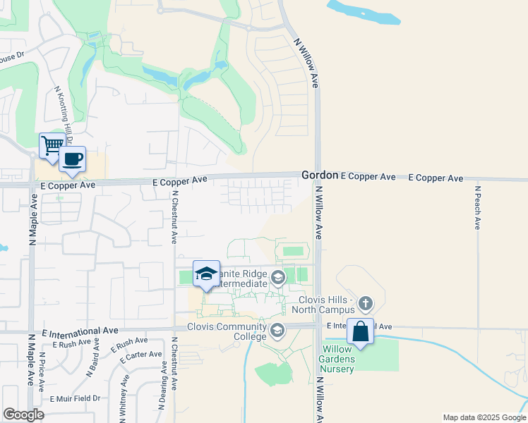 map of restaurants, bars, coffee shops, grocery stores, and more near 2797 East Copper Avenue in Clovis