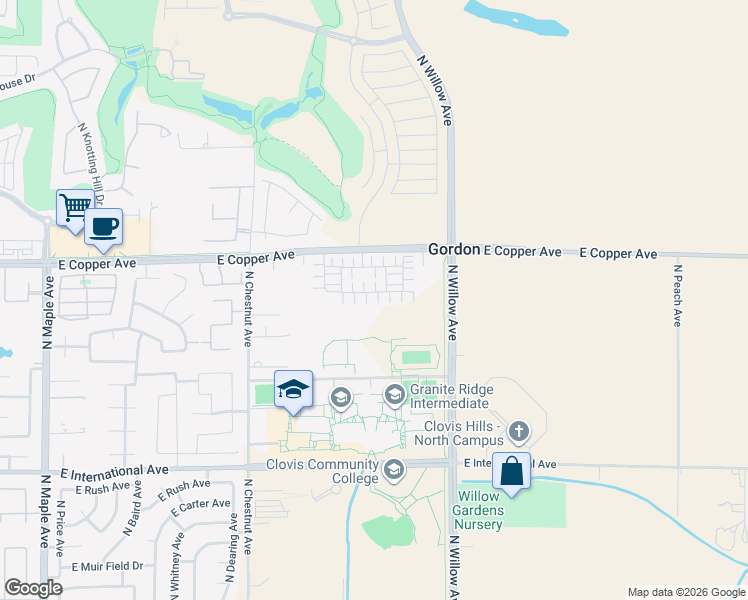 map of restaurants, bars, coffee shops, grocery stores, and more near 2797 East Copper Avenue in Clovis