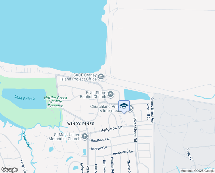 map of restaurants, bars, coffee shops, grocery stores, and more near 5605 Parish Lane in Portsmouth