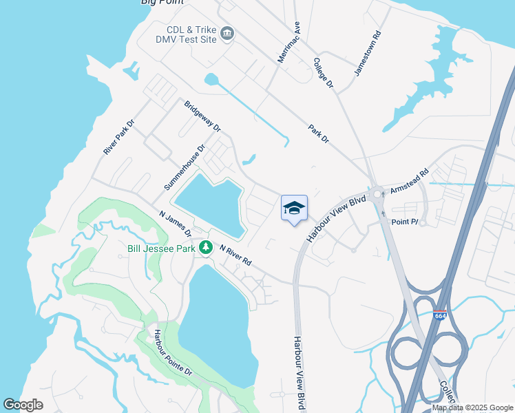 map of restaurants, bars, coffee shops, grocery stores, and more near 108 Drifter Drive in Suffolk