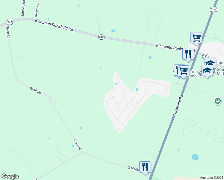 map of restaurants, bars, coffee shops, grocery stores, and more near 2905 Richpond Rockfield Road in Bowling Green