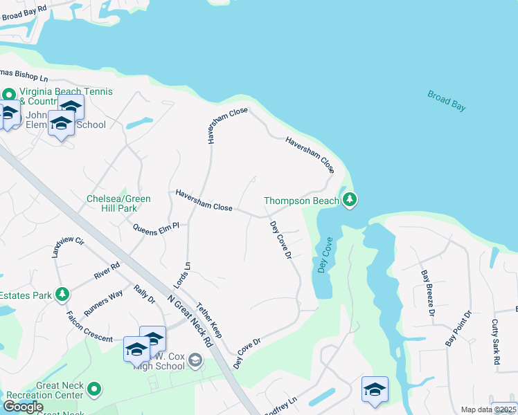 map of restaurants, bars, coffee shops, grocery stores, and more near 1805 Expiry Key in Virginia Beach