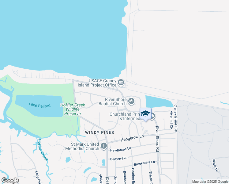 map of restaurants, bars, coffee shops, grocery stores, and more near 4516 River Shore Road in Portsmouth