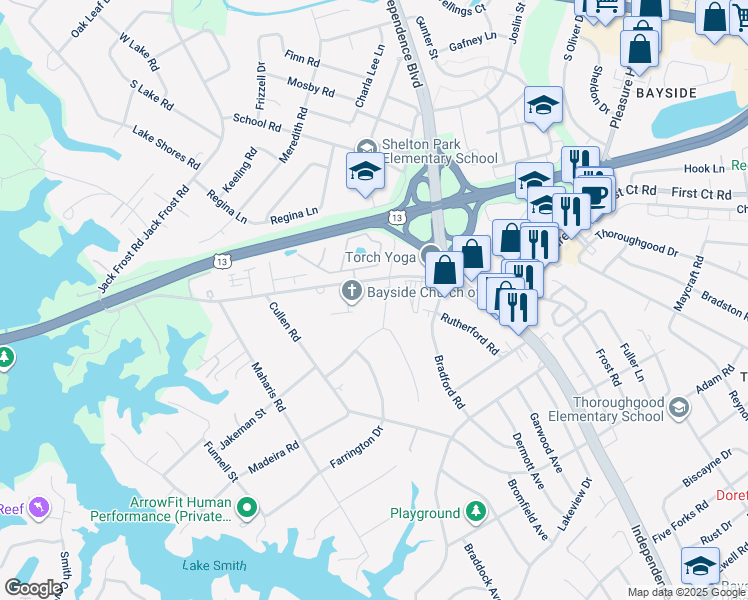 map of restaurants, bars, coffee shops, grocery stores, and more near 5009 Shell Cove Lane in Virginia Beach