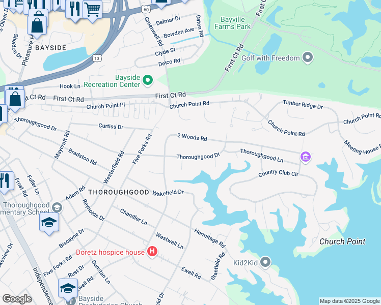 map of restaurants, bars, coffee shops, grocery stores, and more near 4328 Thoroughgood Drive in Virginia Beach