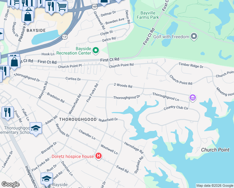 map of restaurants, bars, coffee shops, grocery stores, and more near 1613 Stokes Court in Virginia Beach