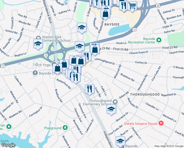 map of restaurants, bars, coffee shops, grocery stores, and more near 4743 Old Hickory Road in Virginia Beach