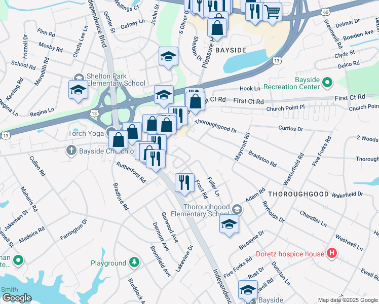 map of restaurants, bars, coffee shops, grocery stores, and more near 4767 Old Hickory Road in Virginia Beach