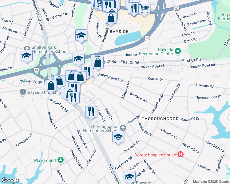 map of restaurants, bars, coffee shops, grocery stores, and more near 4712 Bradston Road in Virginia Beach