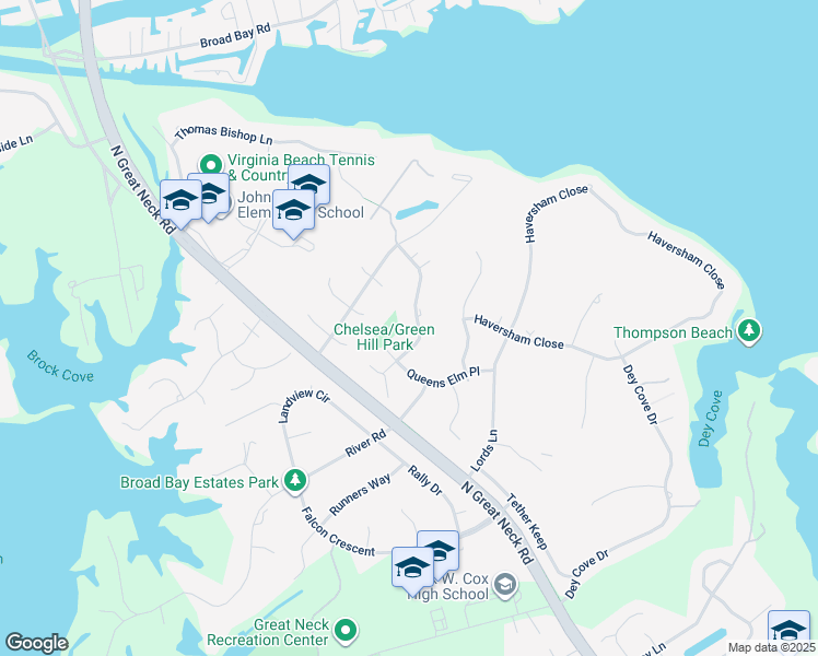 map of restaurants, bars, coffee shops, grocery stores, and more near 1812 Duke of Norfolk Quay in Virginia Beach