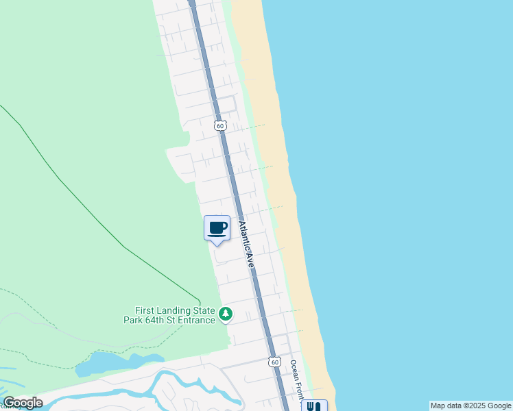 map of restaurants, bars, coffee shops, grocery stores, and more near 6910 Ocean Front Avenue in Virginia Beach