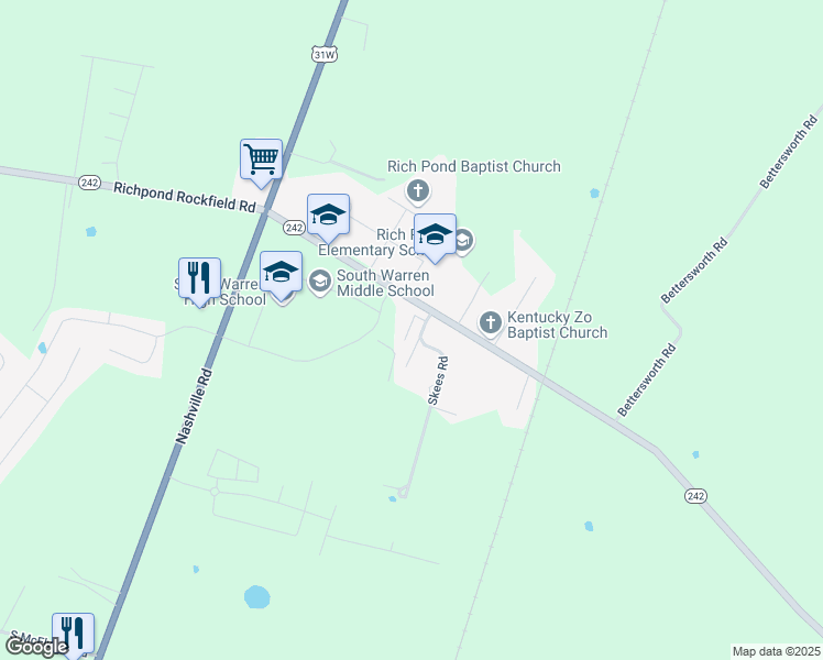 map of restaurants, bars, coffee shops, grocery stores, and more near 487-529 Rich Pond Road in Bowling Green