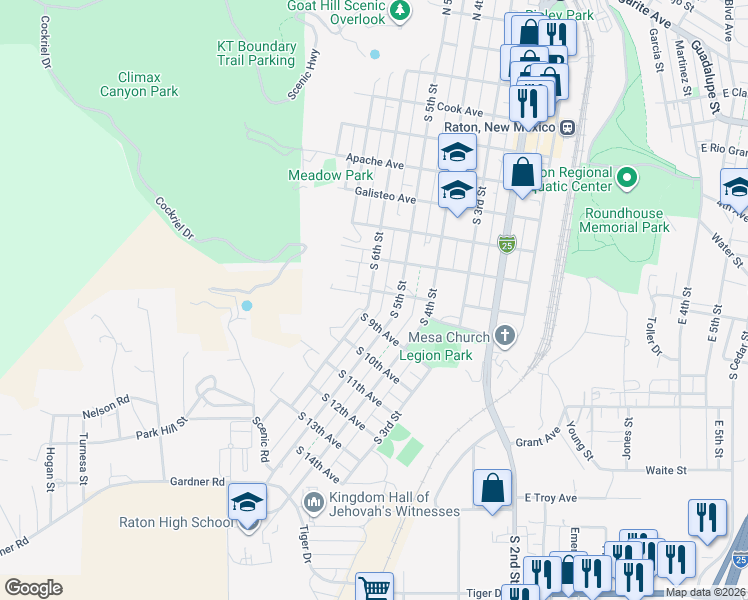 map of restaurants, bars, coffee shops, grocery stores, and more near 626-658 Wersonick Street in Raton