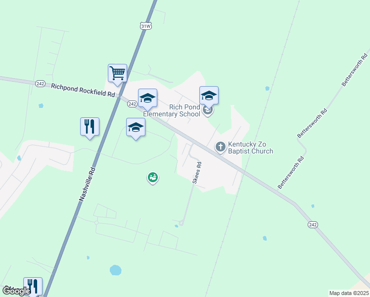 map of restaurants, bars, coffee shops, grocery stores, and more near 487-529 Rich Pond Road in Bowling Green