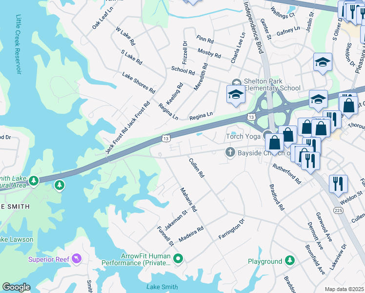 map of restaurants, bars, coffee shops, grocery stores, and more near 1505 Chatham Lane in Virginia Beach