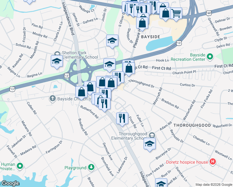 map of restaurants, bars, coffee shops, grocery stores, and more near 1608 Pleasure House Road in Virginia Beach