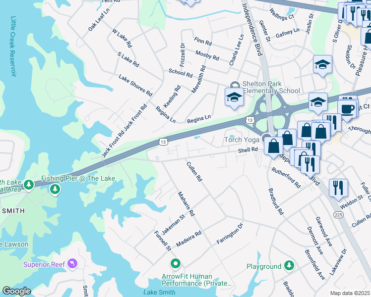 map of restaurants, bars, coffee shops, grocery stores, and more near 1505 Chatham Lane in Virginia Beach