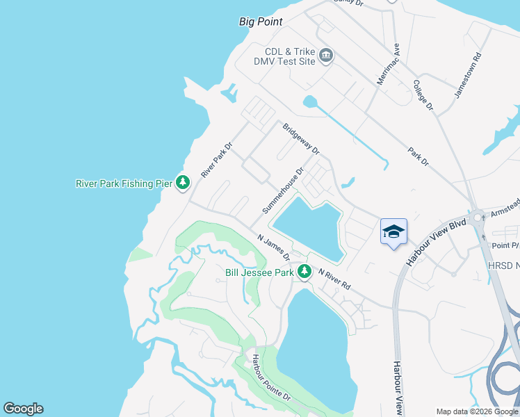 map of restaurants, bars, coffee shops, grocery stores, and more near 3107 Summerhouse Drive in Suffolk